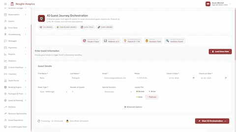 AI Guest Experience Orchestration Digital Worker interface