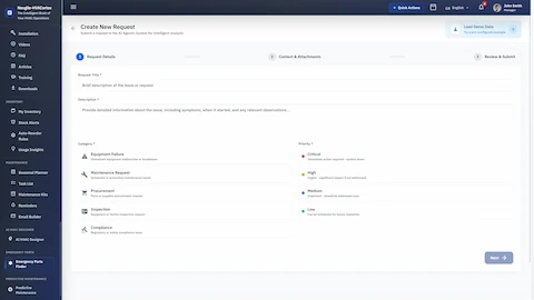 AI Agentic Intelligent Operations Platform interface